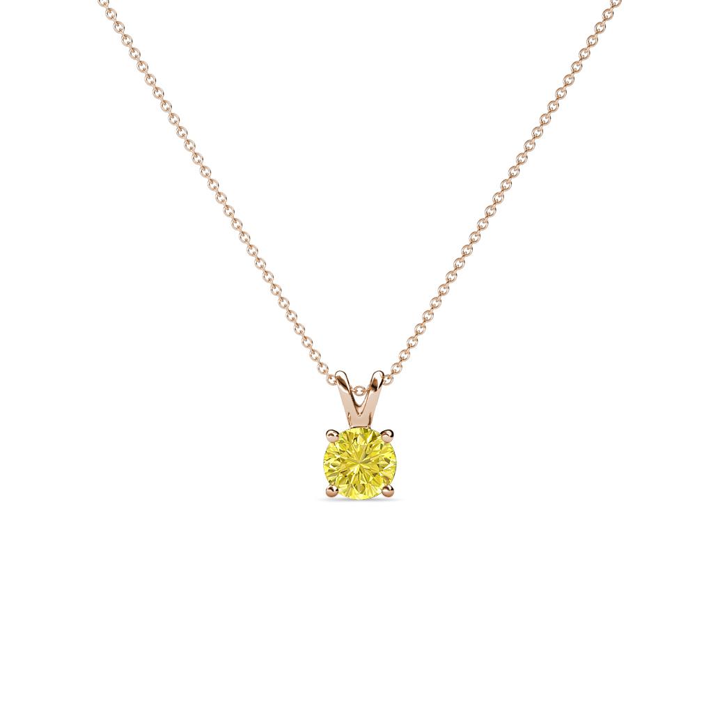 Jassiel 3.50 mm Round Yellow Diamond Double Bail Solitaire Pendant Necklace 