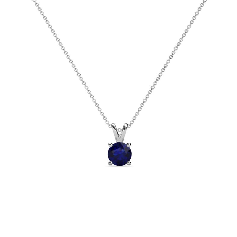 Jassiel 4.00 mm Round Blue Sapphire Double Bail Solitaire Pendant Necklace 