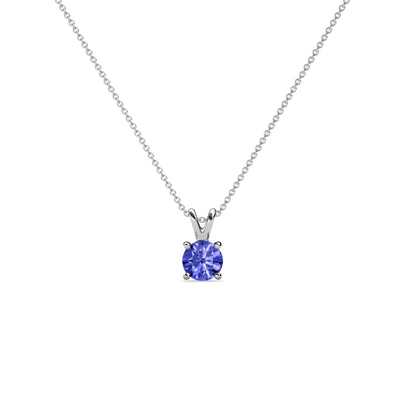 Jassiel 4.00 mm Round Tanzanite Double Bail Solitaire Pendant Necklace 