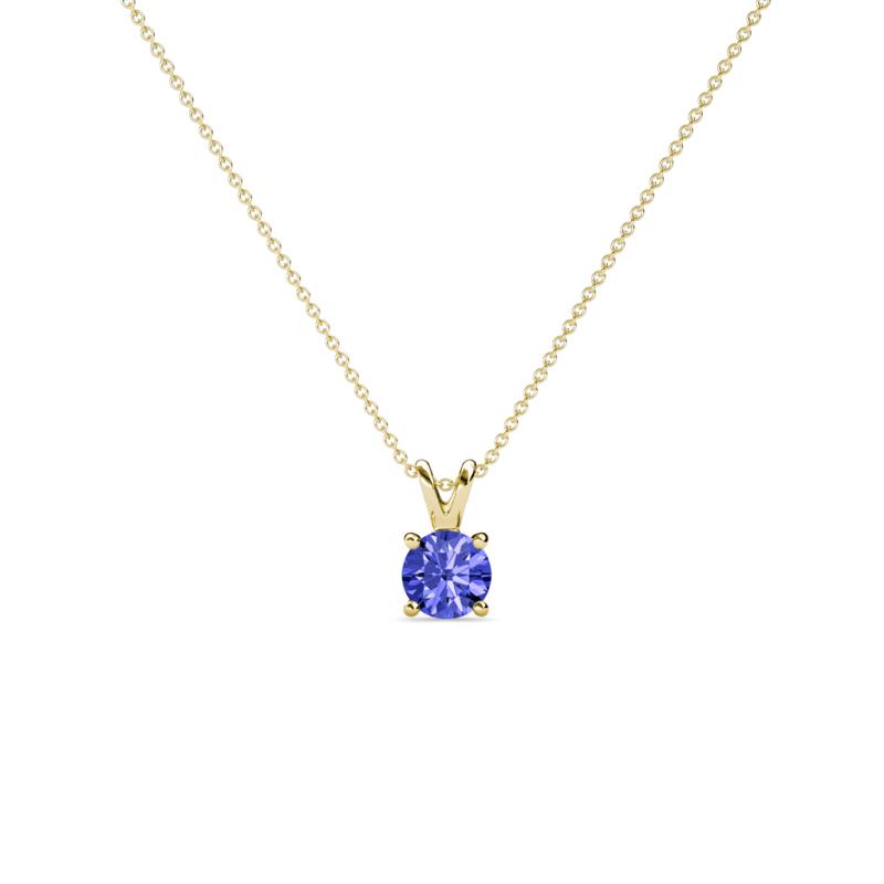 Jassiel 4.00 mm Round Tanzanite Double Bail Solitaire Pendant Necklace 
