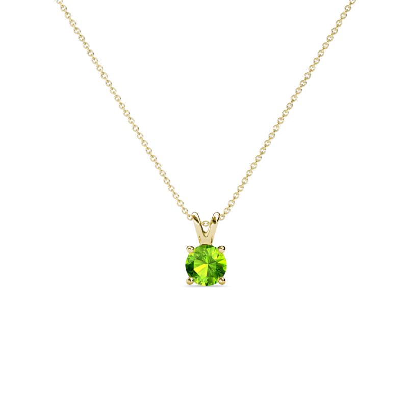 Jassiel 4.00 mm Round Peridot Double Bail Solitaire Pendant Necklace 