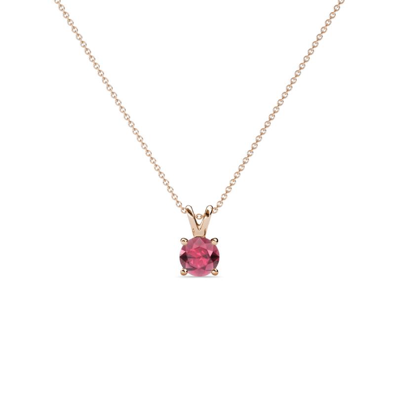 Jassiel 4.00 mm Round Rhodolite Garnet Double Bail Solitaire Pendant Necklace 