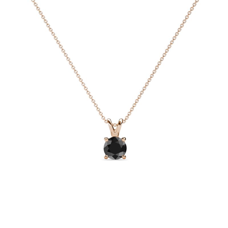 Jassiel 4.00 mm Round Black Diamond Double Bail Solitaire Pendant Necklace 