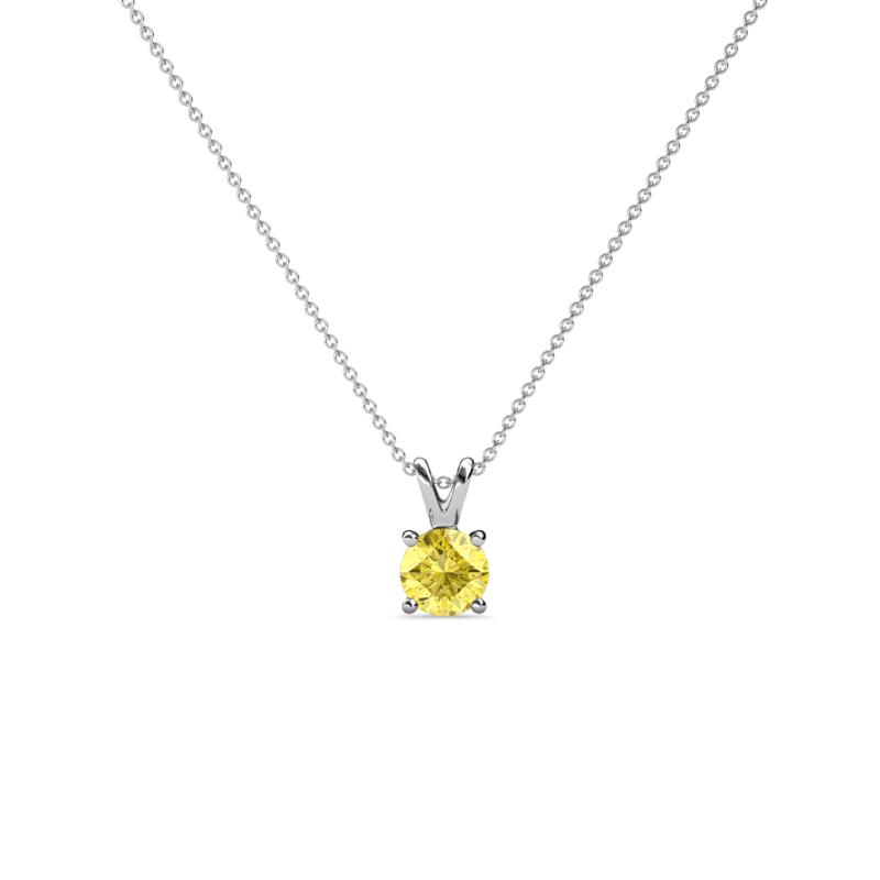 Jassiel 4.00 mm Round Yellow Sapphire Double Bail Solitaire Pendant Necklace 