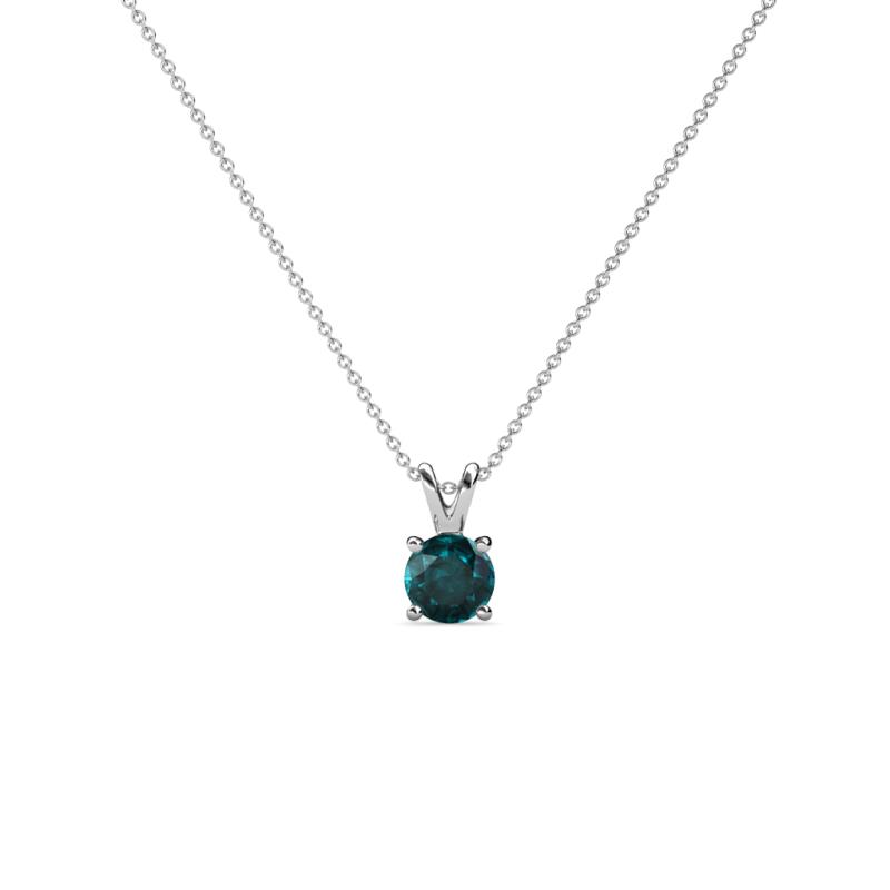 Jassiel 4.00 mm Round London Blue Topaz Double Bail Solitaire Pendant Necklace 