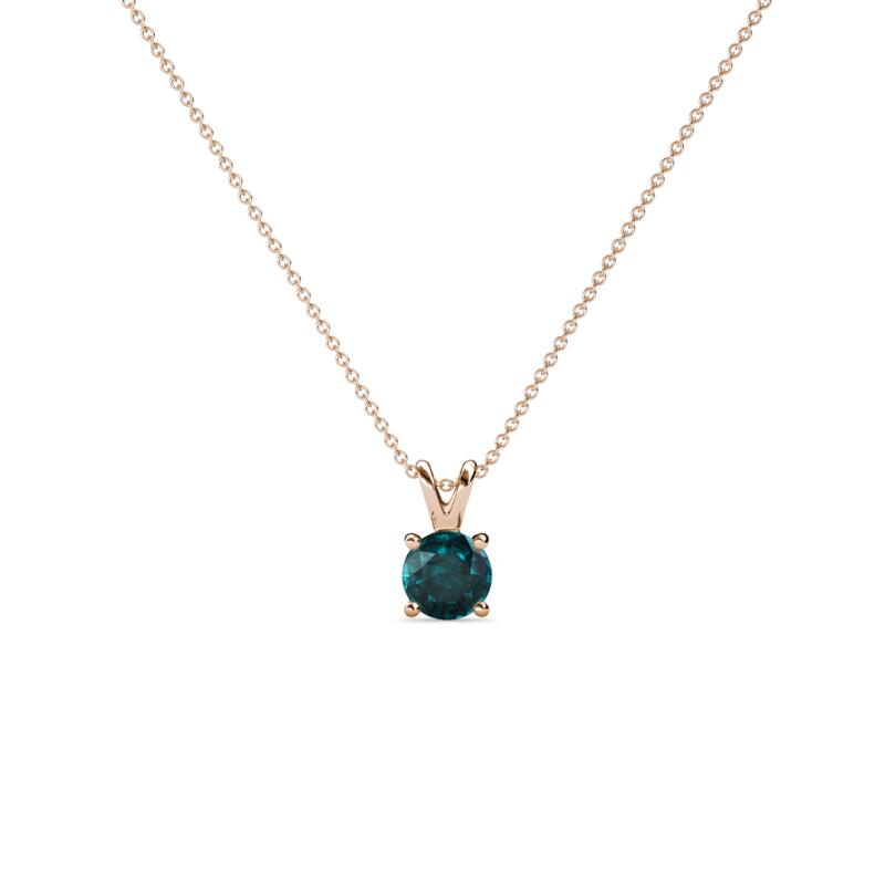 Jassiel 4.00 mm Round London Blue Topaz Double Bail Solitaire Pendant Necklace 