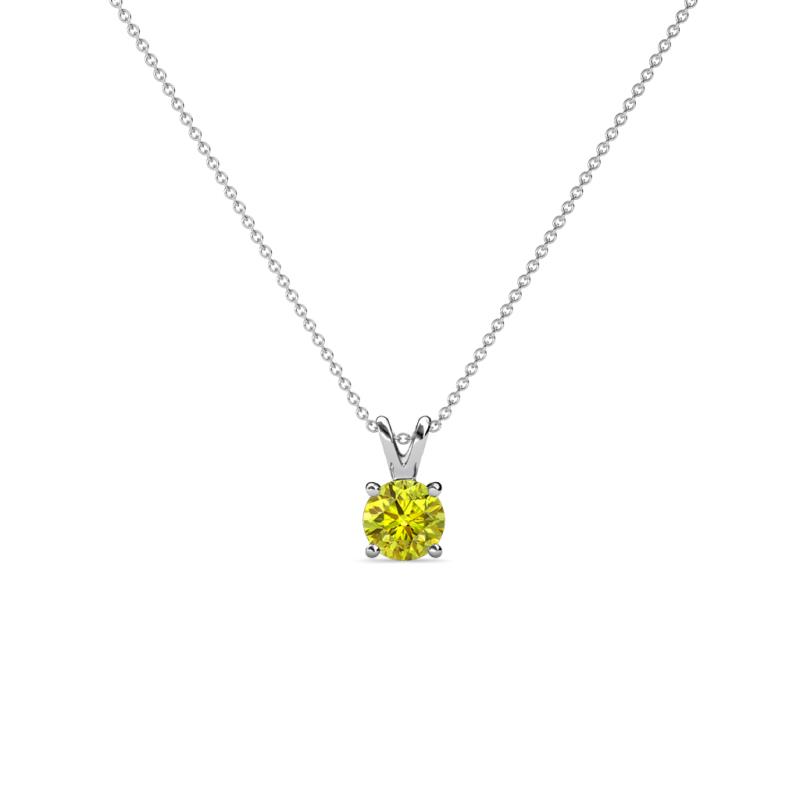 Jassiel 4.00 mm Round Yellow Diamond Double Bail Solitaire Pendant Necklace 