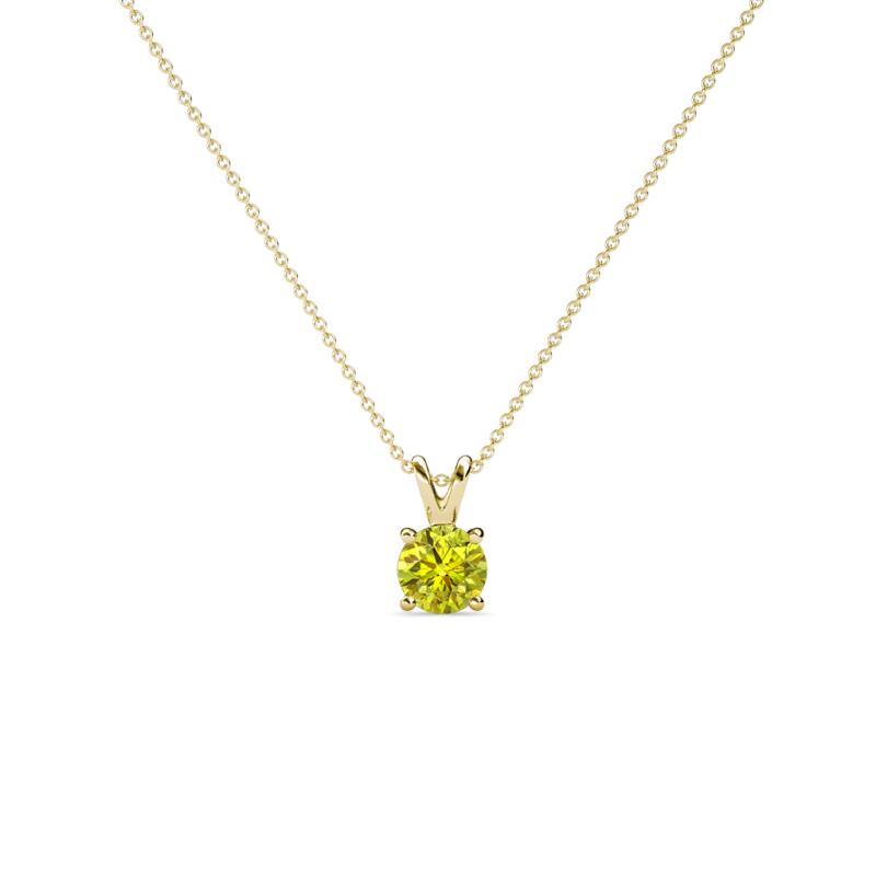 Jassiel 4.00 mm Round Yellow Diamond Double Bail Solitaire Pendant Necklace 