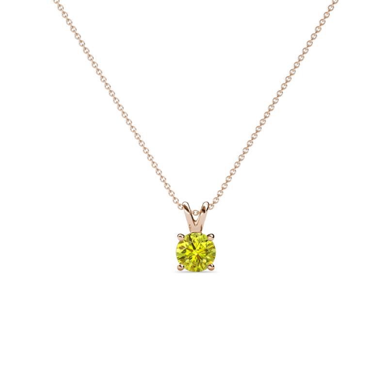 Jassiel 4.00 mm Round Yellow Diamond Double Bail Solitaire Pendant Necklace 