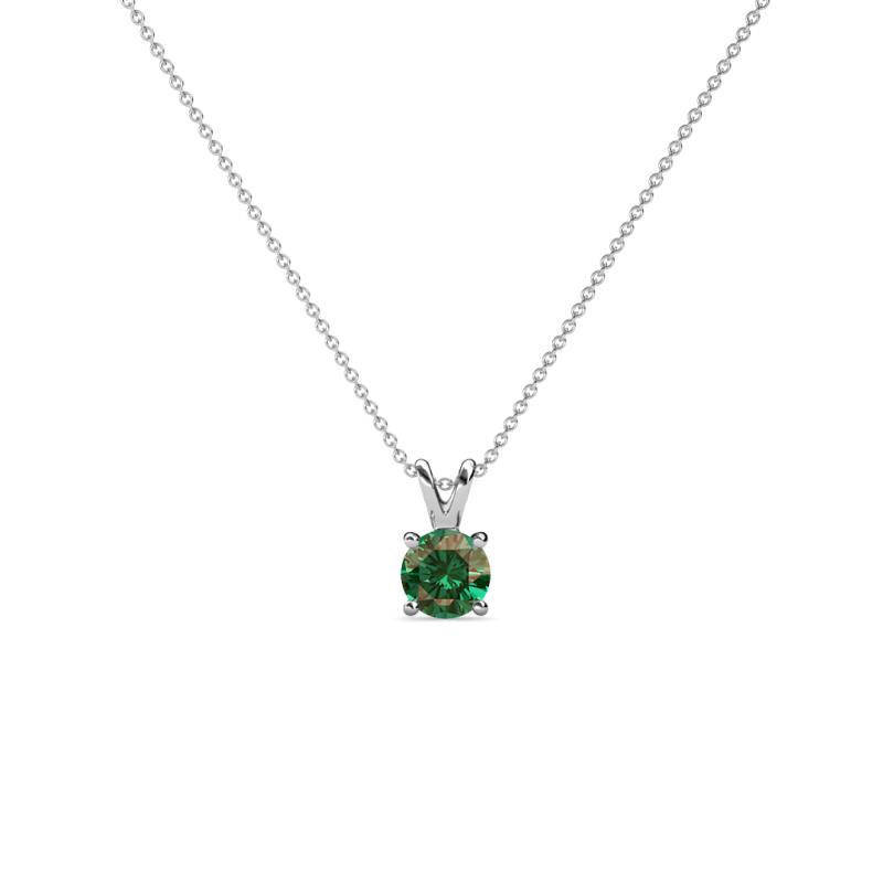 Jassiel 4.00 mm Round Lab Created Alexandrite Double Bail Solitaire Pendant Necklace