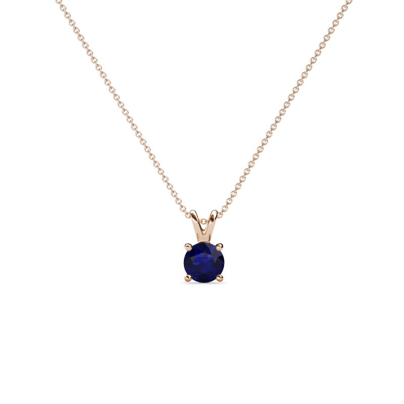 Jassiel 4.50 mm Round Blue Sapphire Double Bail Solitaire Pendant Necklace 