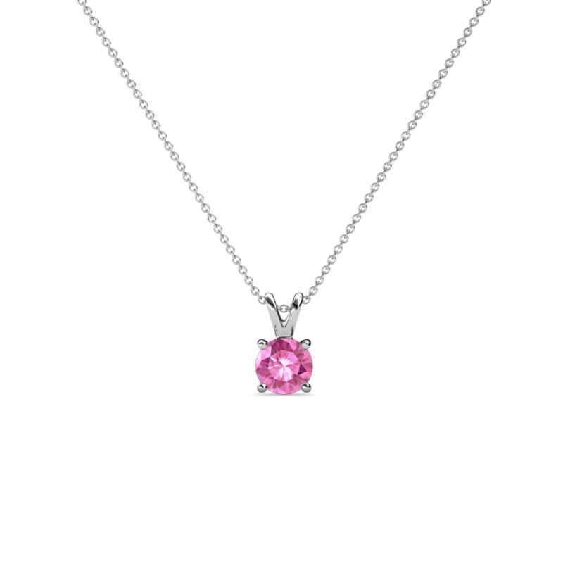 Jassiel 4.50 mm Round Pink Sapphire Double Bail Solitaire Pendant Necklace 