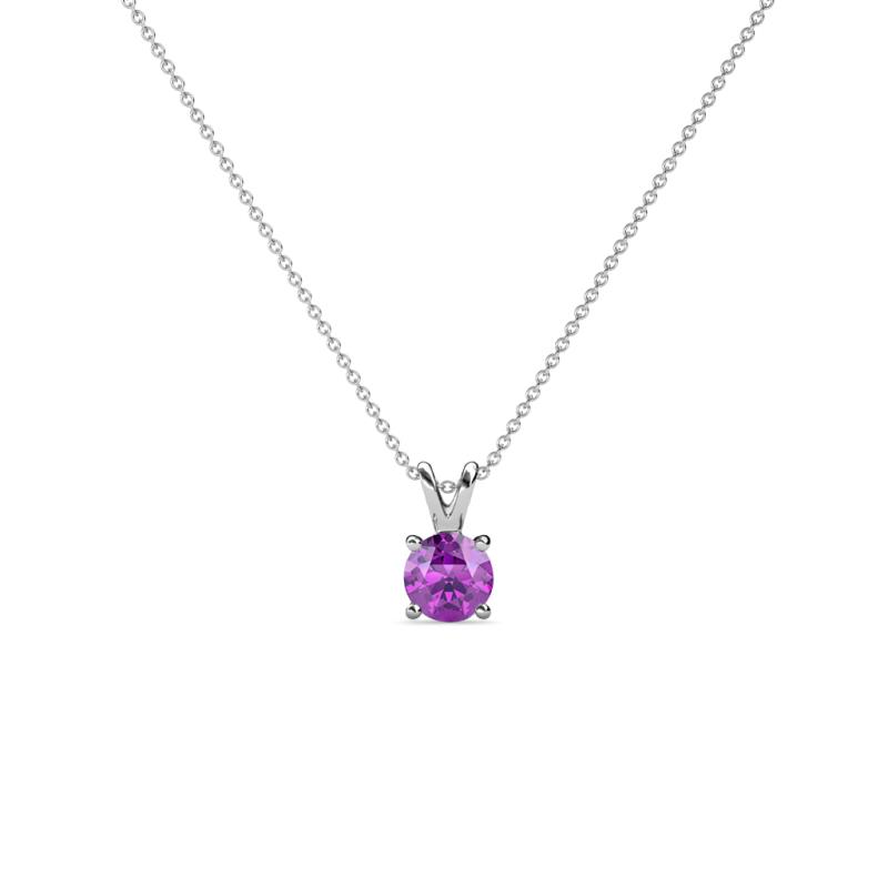 Jassiel 4.50 mm Round Amethyst Double Bail Solitaire Pendant Necklace 