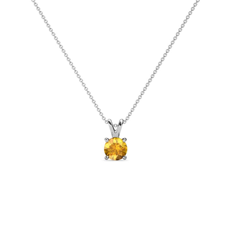 Jassiel 4.50 mm Round Citrine Double Bail Solitaire Pendant Necklace 