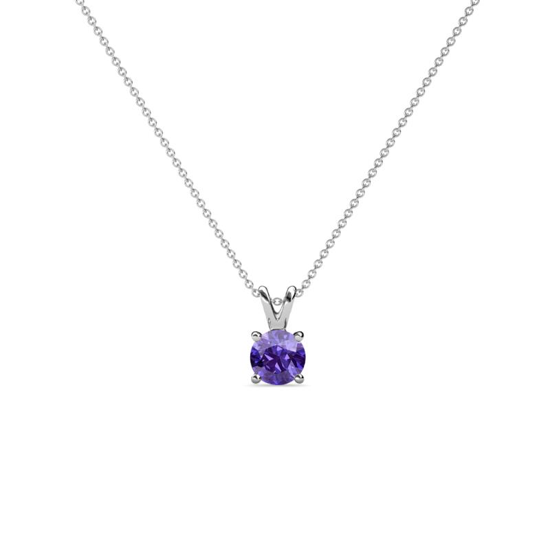 Jassiel 4.50 mm Round Iolite Double Bail Solitaire Pendant Necklace 