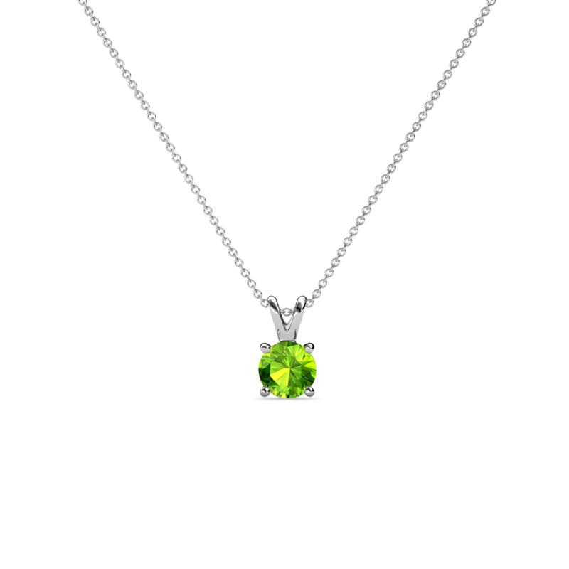 Jassiel 4.50 mm Round Peridot Double Bail Solitaire Pendant Necklace 