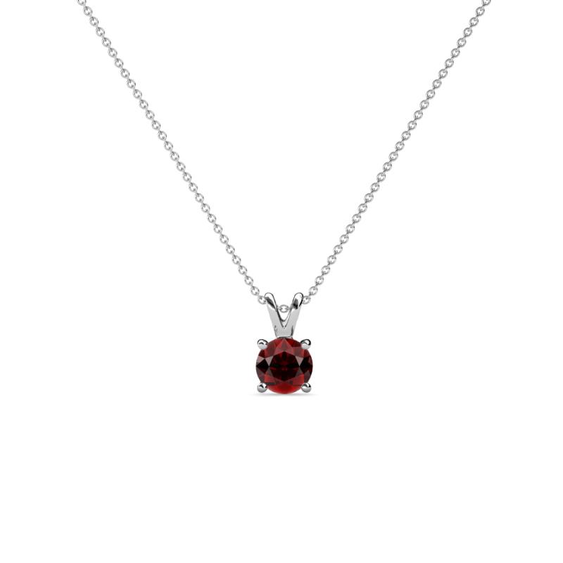 Jassiel 4.50 mm Round Red Garnet Double Bail Solitaire Pendant Necklace 