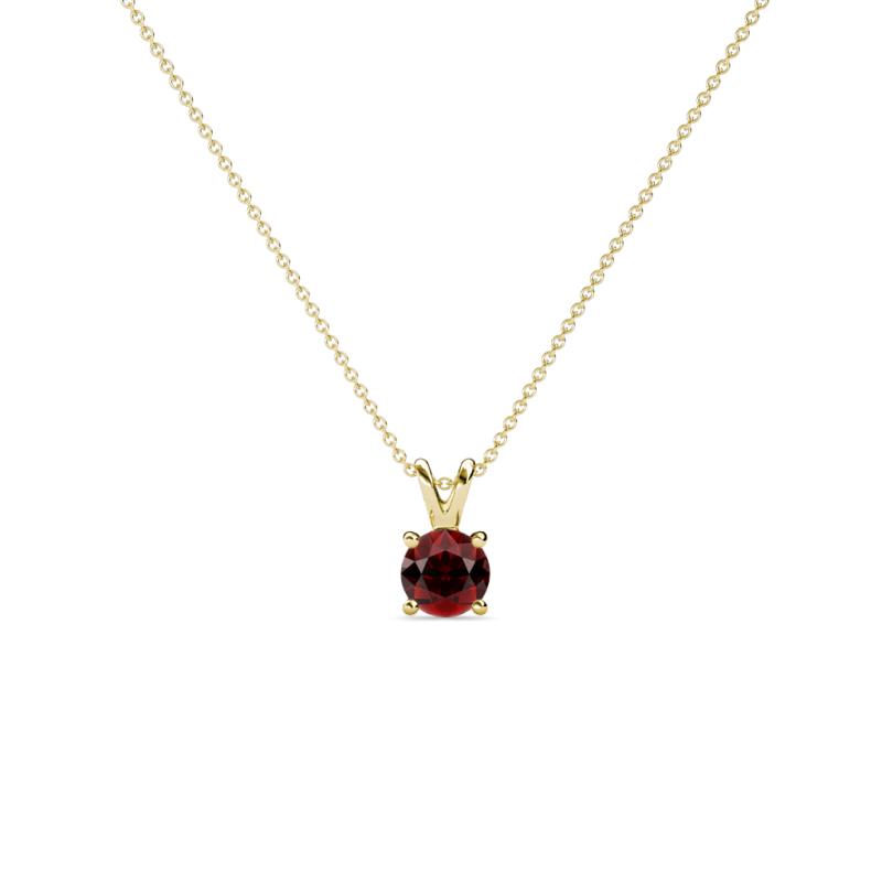 Jassiel 4.50 mm Round Red Garnet Double Bail Solitaire Pendant Necklace 
