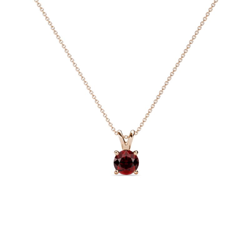 Jassiel 4.50 mm Round Red Garnet Double Bail Solitaire Pendant Necklace 