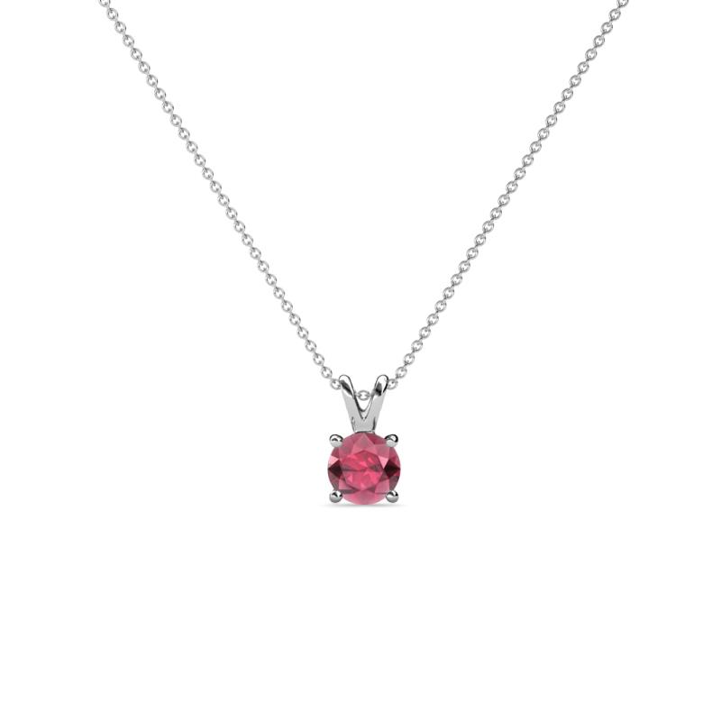 Jassiel 4.50 mm Round Rhodolite Garnet Double Bail Solitaire Pendant Necklace 