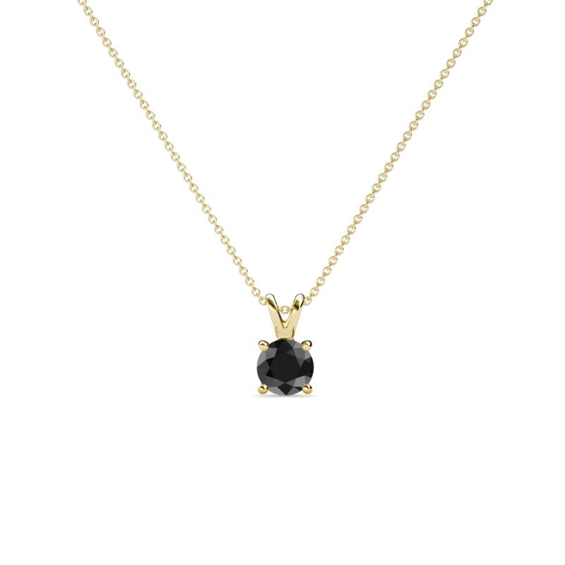 Jassiel 4.50 mm Round Black Diamond Double Bail Solitaire Pendant Necklace 