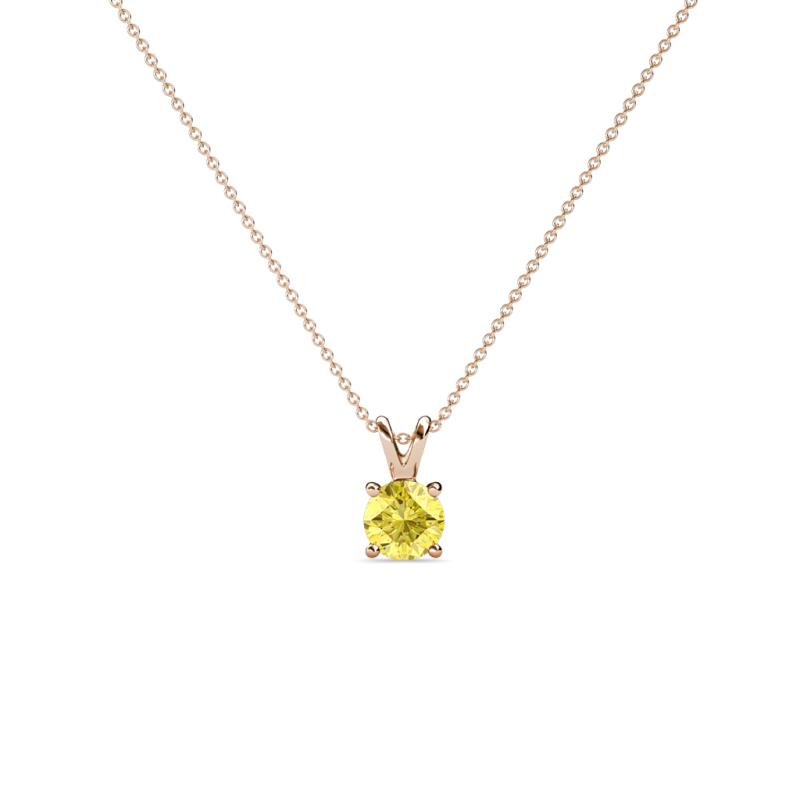 Jassiel 4.50 mm Round Yellow Sapphire Double Bail Solitaire Pendant Necklace 