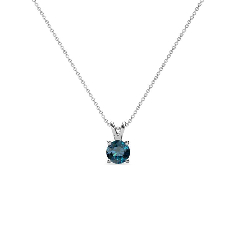 Jassiel 4.50 mm Round Blue Diamond Double Bail Solitaire Pendant Necklace 