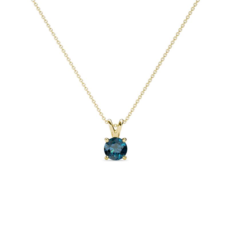 Jassiel 4.50 mm Round Blue Diamond Double Bail Solitaire Pendant Necklace 
