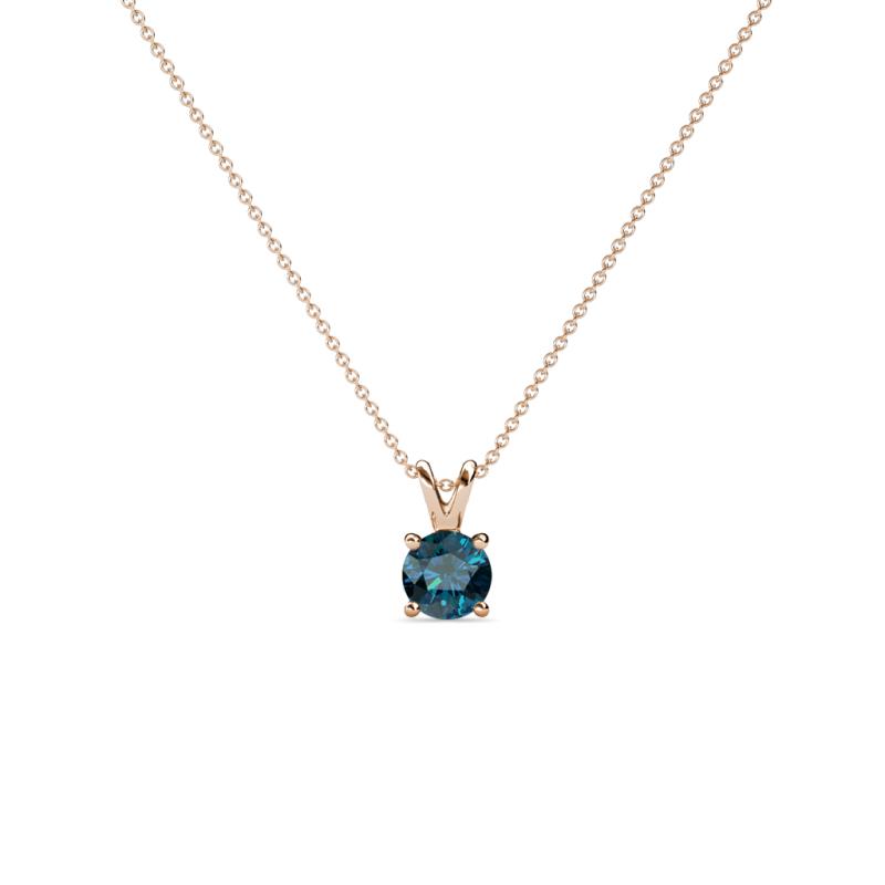 Jassiel 4.50 mm Round Blue Diamond Double Bail Solitaire Pendant Necklace 