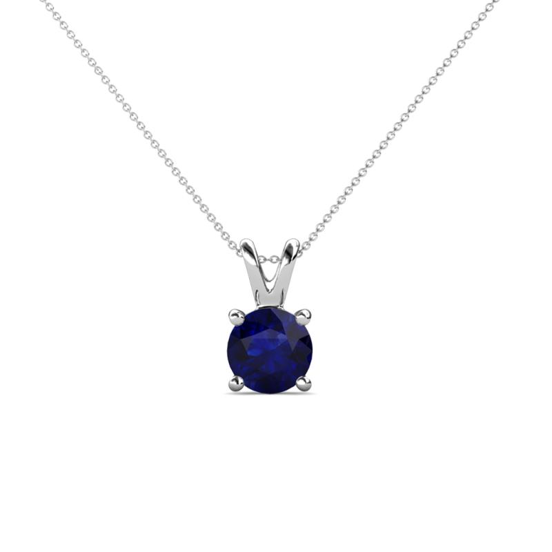 Jassiel 5.50 mm Round Blue Sapphire Double Bail Solitaire Pendant Necklace 