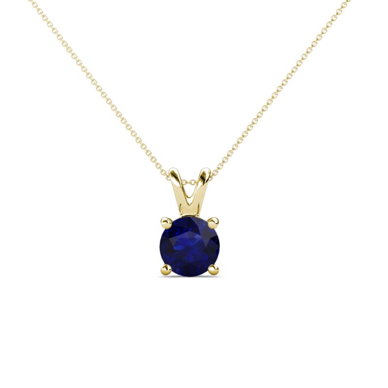 Jassiel 5.50 mm Round Blue Sapphire Double Bail Solitaire Pendant Necklace 
