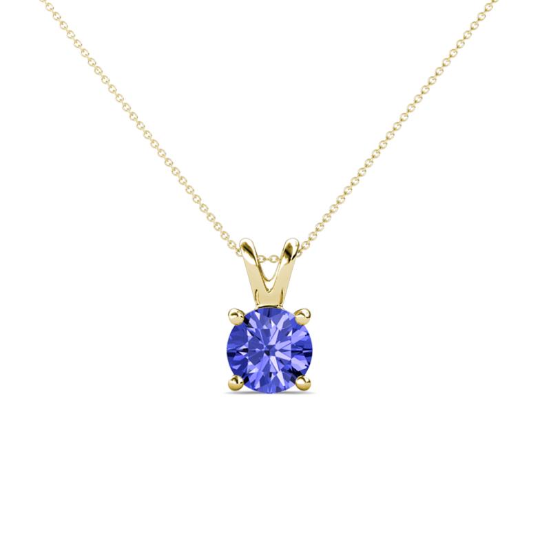 Jassiel 5.50 mm Round Tanzanite Double Bail Solitaire Pendant Necklace 