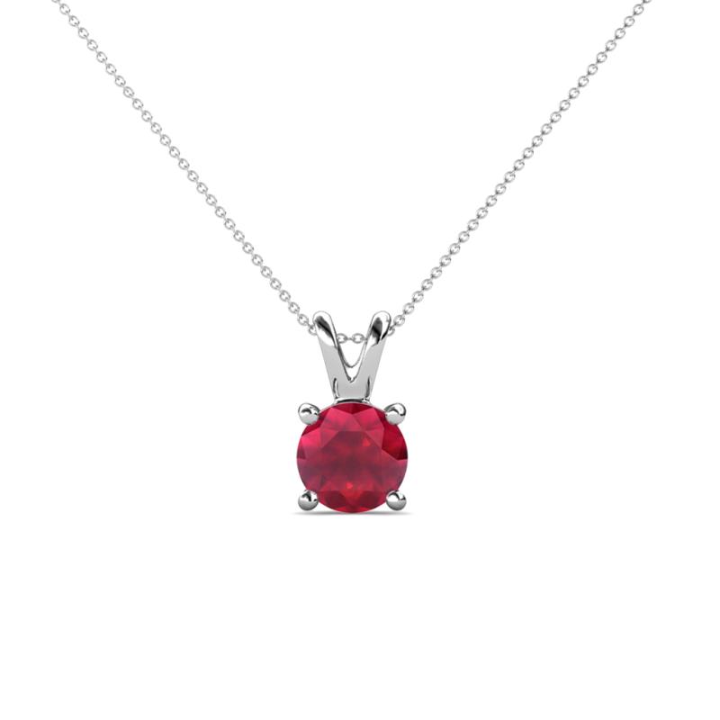 Jassiel 5.50 mm Round Ruby Double Bail Solitaire Pendant Necklace 