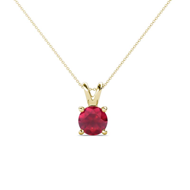 Jassiel 5.50 mm Round Ruby Double Bail Solitaire Pendant Necklace 