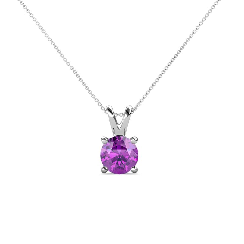 Jassiel 5.50 mm Round Amethyst Double Bail Solitaire Pendant Necklace 