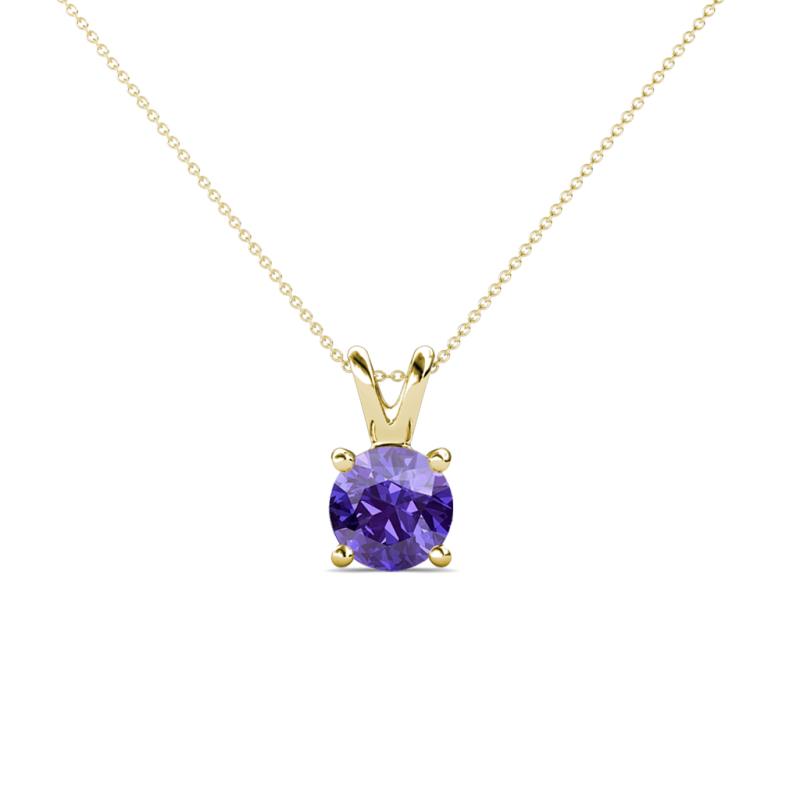 Jassiel 5.50 mm Round Iolite Double Bail Solitaire Pendant Necklace 