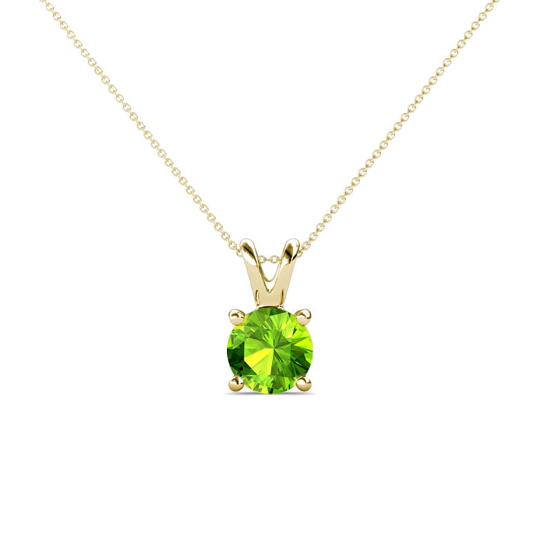 Jassiel 5.50 mm Round Peridot Double Bail Solitaire Pendant Necklace 