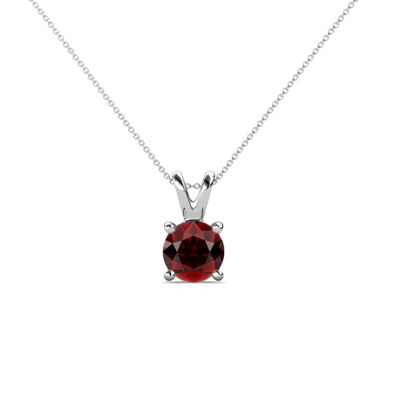 Jassiel 5.50 mm Round Red Garnet Double Bail Solitaire Pendant Necklace 