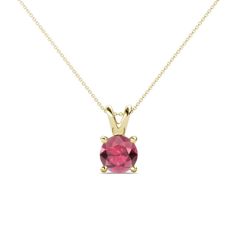 Jassiel 5.50 mm Round Rhodolite Garnet Double Bail Solitaire Pendant Necklace 