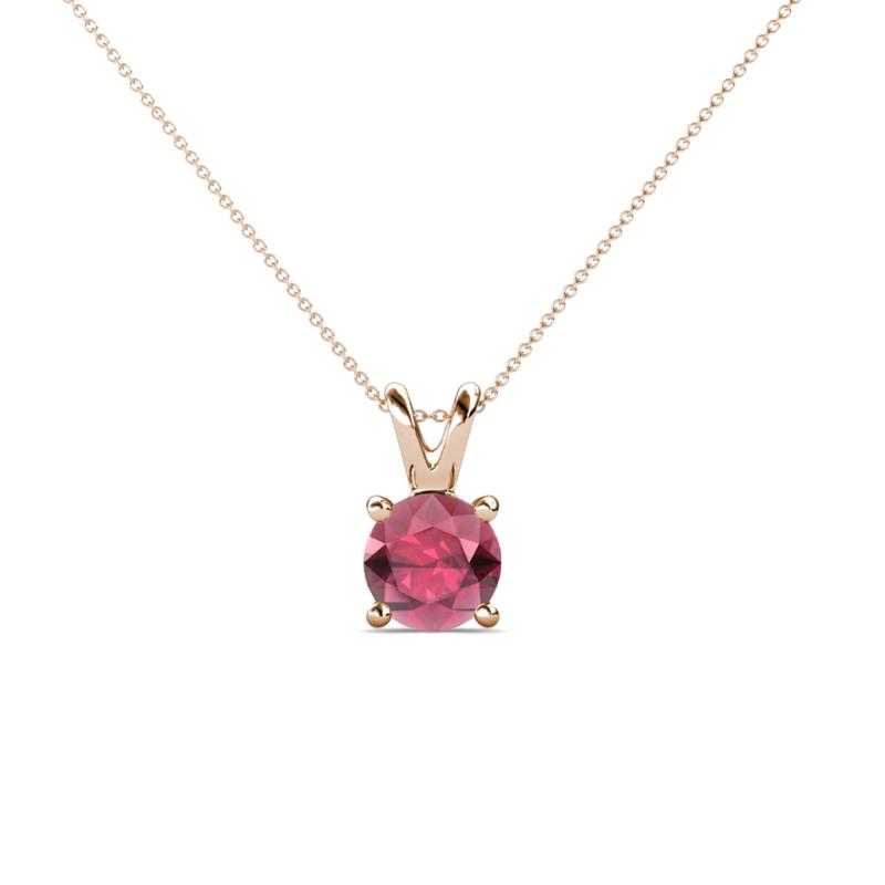 Jassiel 5.50 mm Round Rhodolite Garnet Double Bail Solitaire Pendant Necklace 