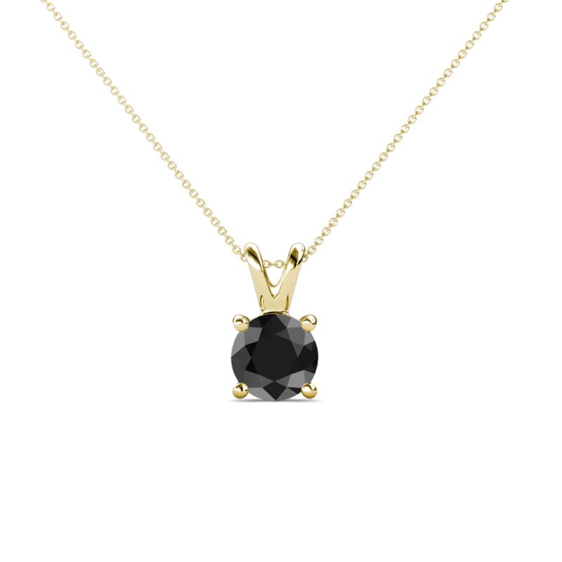 Jassiel 5.50 mm Round Black Diamond Double Bail Solitaire Pendant Necklace 