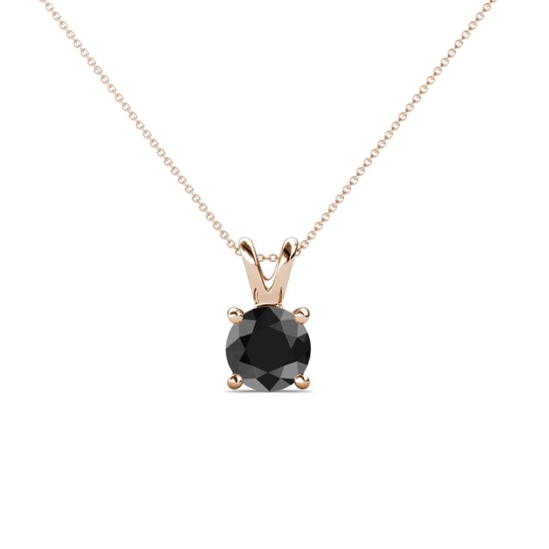 Jassiel 5.50 mm Round Black Diamond Double Bail Solitaire Pendant Necklace 