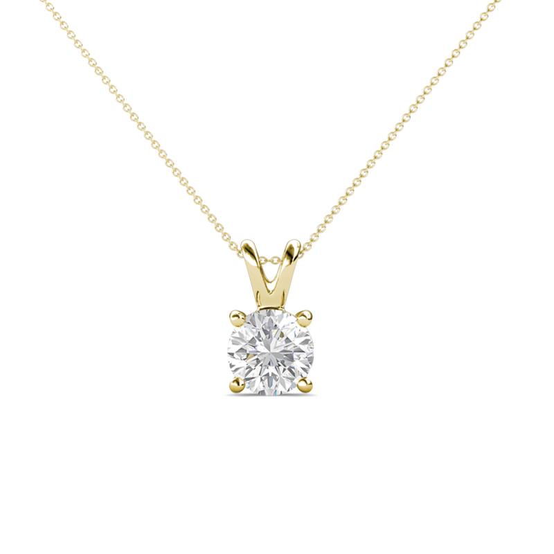 Jassiel 5.50 mm Round White Sapphire Double Bail Solitaire Pendant Necklace 