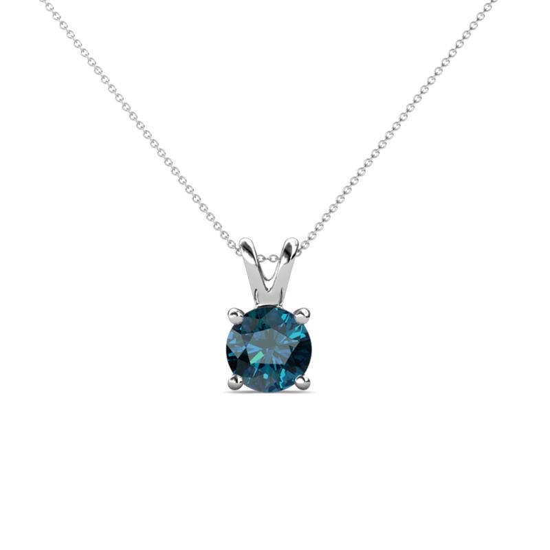 Jassiel 5.50 mm Round Blue Diamond Double Bail Solitaire Pendant Necklace 