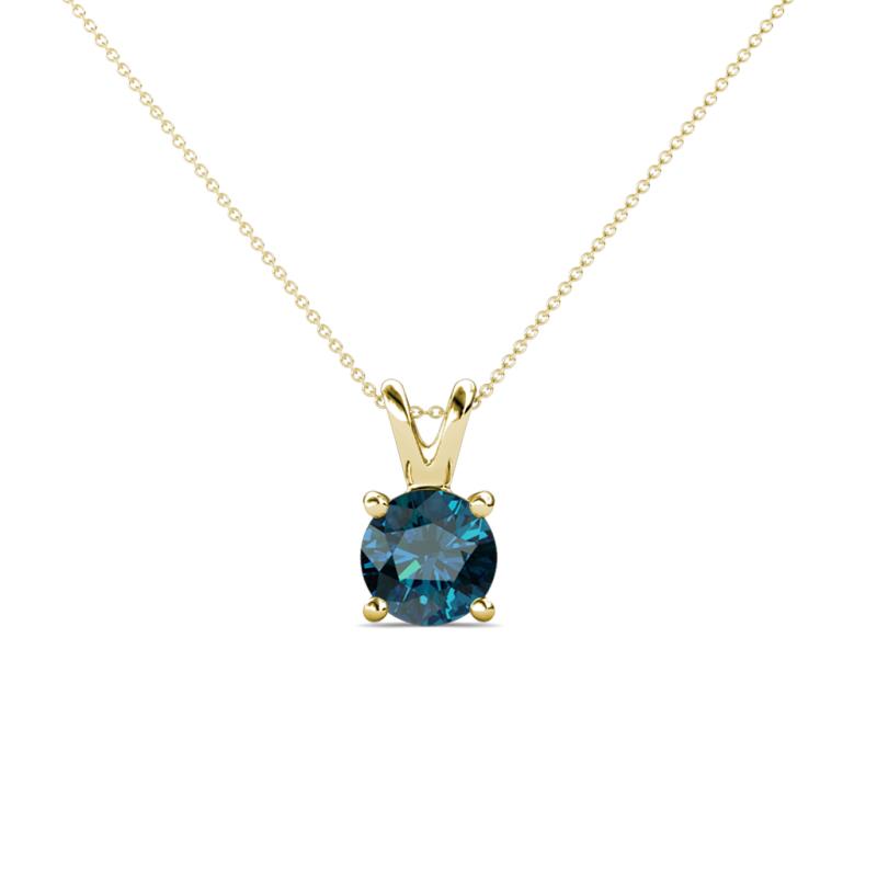 Jassiel 5.50 mm Round Blue Diamond Double Bail Solitaire Pendant Necklace 