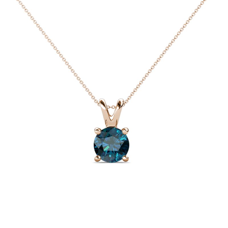 Jassiel 5.50 mm Round Blue Diamond Double Bail Solitaire Pendant Necklace 