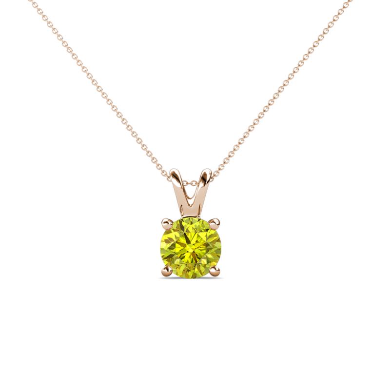 Jassiel 5.50 mm Round Yellow Diamond Double Bail Solitaire Pendant Necklace 