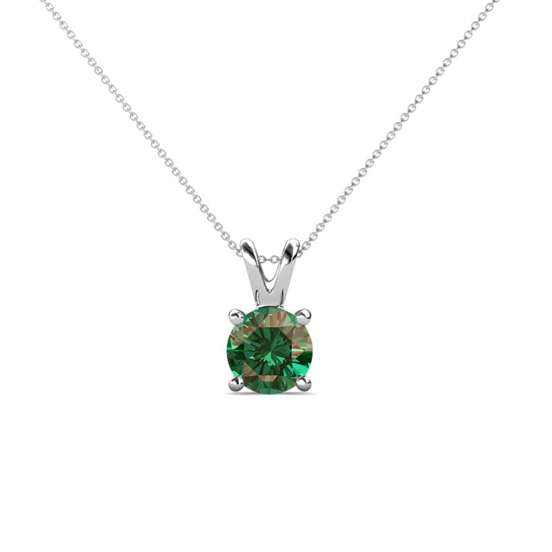 Jassiel 5.50 mm Round Lab Created Alexandrite Double Bail Solitaire Pendant Necklace