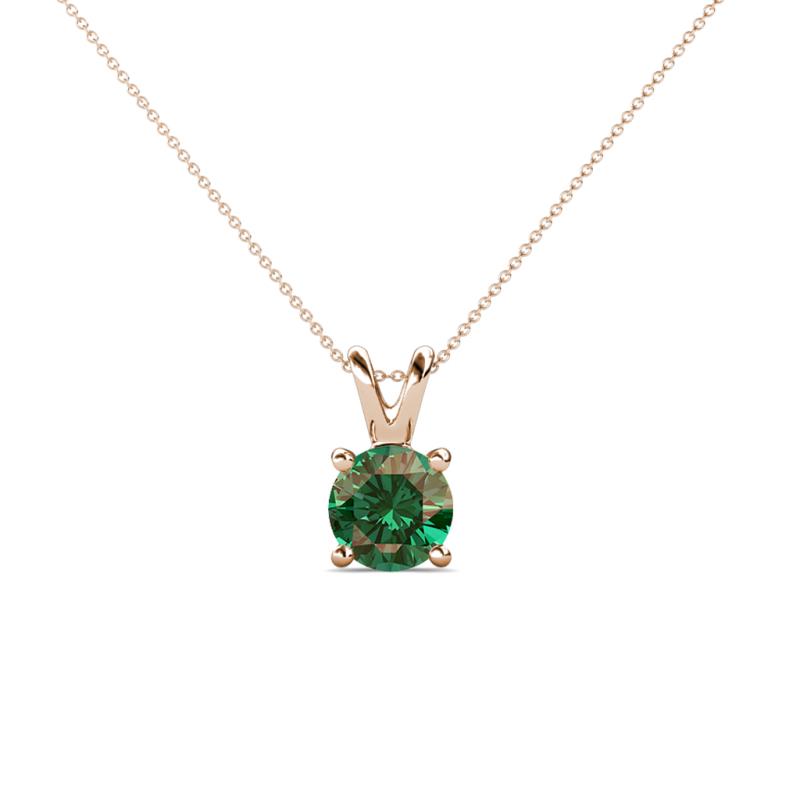 Jassiel 5.50 mm Round Lab Created Alexandrite Double Bail Solitaire Pendant Necklace