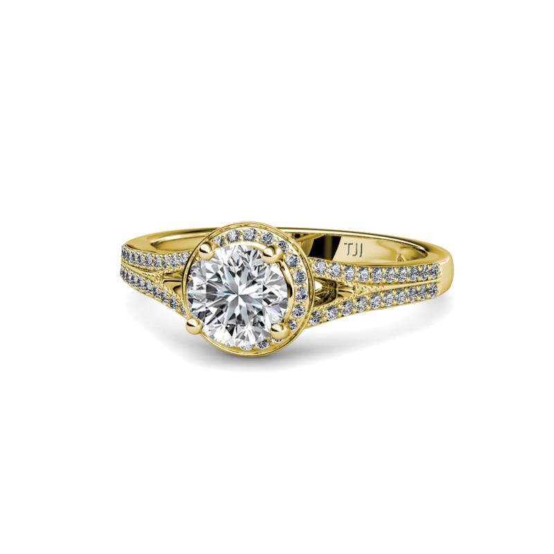 Levana Signature Lab Grown and Mined Diamond Halo Engagement Ring 